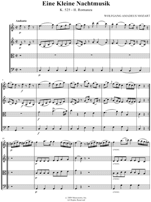 Collection: Eine Kleine Nachtmusik: II. Romanza for String Quartet