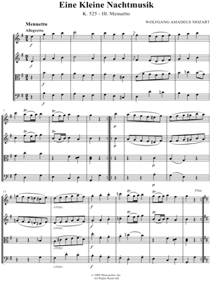 Collection: Eine Kleine Nachtmusik: III. Menuetto for String Quartet