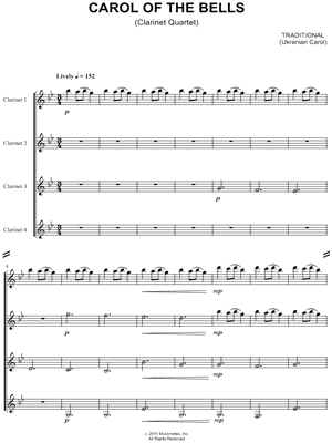 Collection: Carol of the Bells - Clarinet Quartet