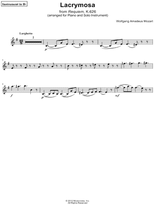 Collection: Lacrymosa, from Requiem K. 626 - Bb Instrument & Piano