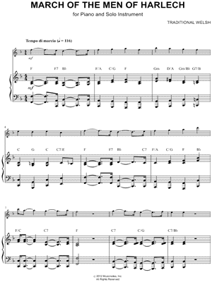 Collection: March of the Men of Harlech - F Instrument & Piano