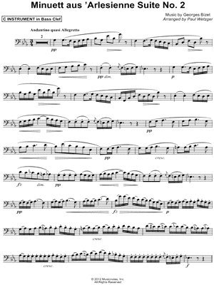 Collection: Menuet from L'Arlesienne Suite No. 2 - Bass Clef Instrument & Piano