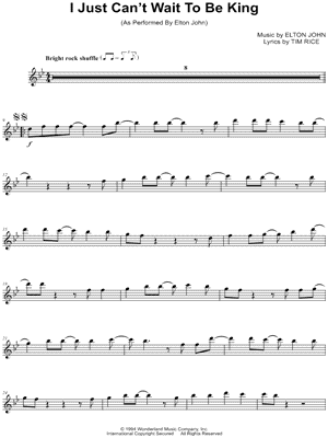 Collection: I Just Can't Wait To Be King - C Instrument & Piano Accompaniment