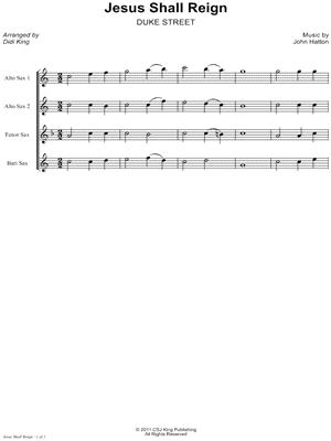 Collection: Jesus Shall Reign - Saxophone Quartet