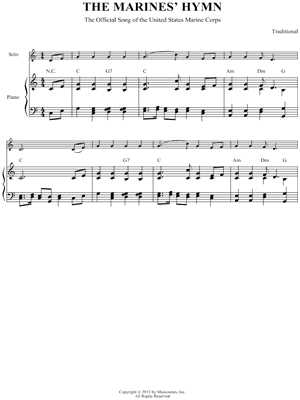 Collection: The Marine's Hymn - Bass Clef Instrument & Piano
