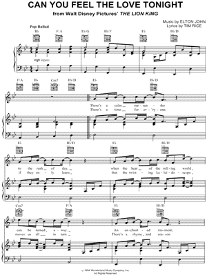 Collection: 7 Classic Disney Songs Arranged for Piano, Voice and Guitar