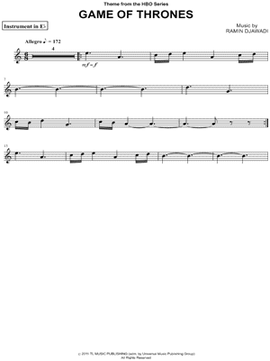 Collection: Game of Thrones - Eb Instrument & Piano