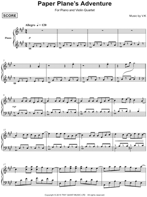 Collection: Paper Plane's Adventure - Piano with Violin Quintet