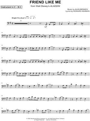 Collection: Friend Like Me - Bass Clef Instrument & Piano