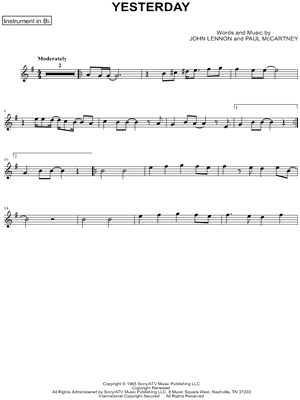 Collection: Yesterday - Bb Instrument & Piano