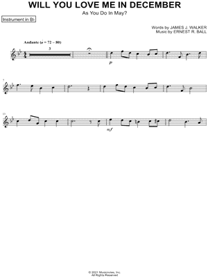 Collection: Will You Love Me in December - Bb Instrument & Piano