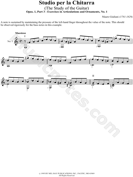 Collection: Studio Per La Chitarra, Part 3 - Exercises in articulation, damping ligandos and ornaments