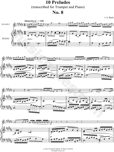 Collection: Prelude No. 8 for Trumpet and Piano, Johann Sebastian Bach