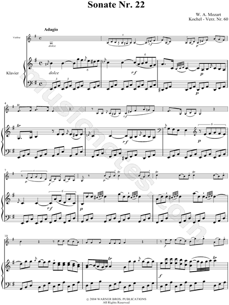 Collection: Sonata No. 22 for Piano and Violin in G Major, K. 60