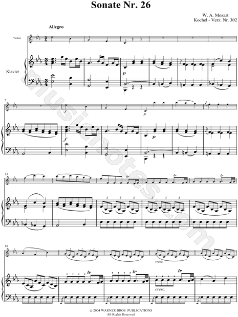 Collection: Sonata No. 26 for Piano and Violin, K. 302