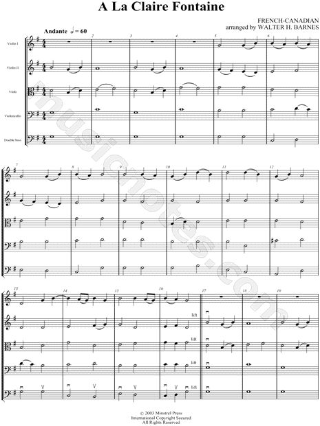 Collection: A La Claire Fontaine - Score & Parts