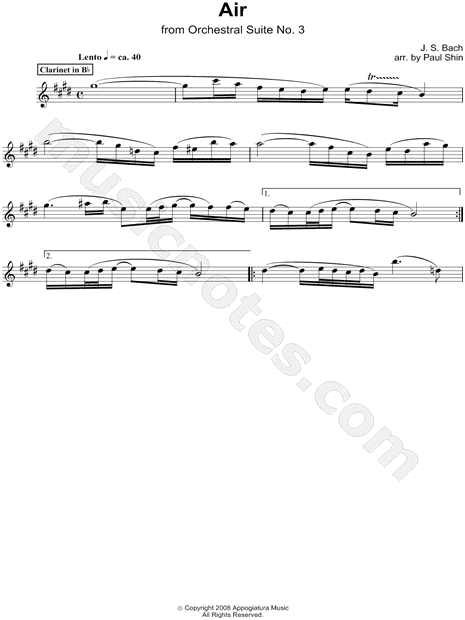 Collection: Air from Orchestral Suite No. 3 - Clarinet and Piano