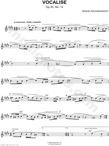 Collection: Vocalise, Op. 34, No. 14 - Solo & Piano