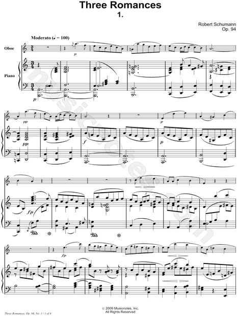 Collection: Three Romances, Op. 94, No. 1- Oboe & Piano