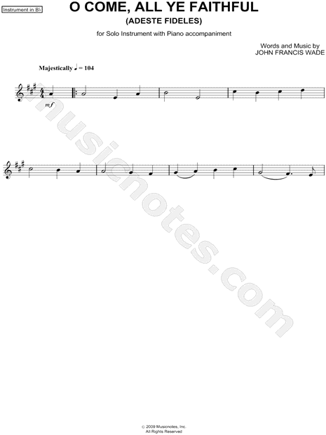 Collection: O Come, All Ye Faithful - Bb Instrument & Piano