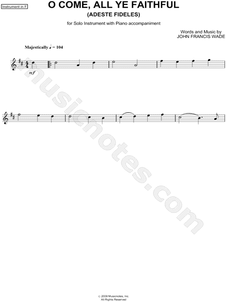 Collection: O Come, All Ye Faithful - F Instrument & Piano
