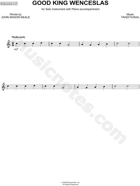Collection: Good King Wenceslas - F Instrument & Piano