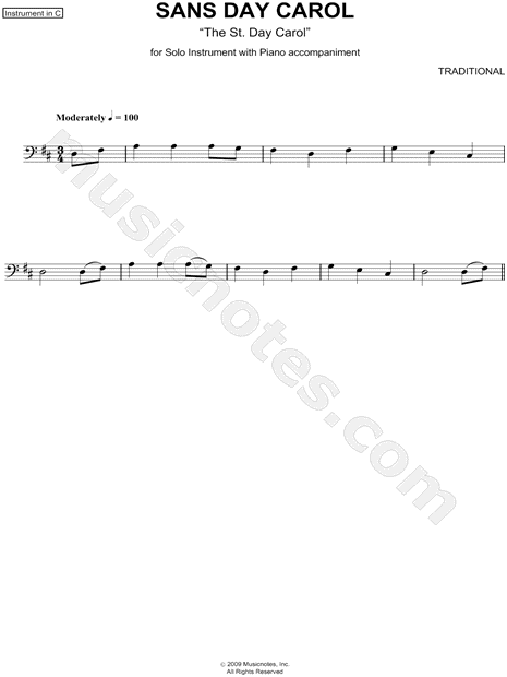 Collection: Sans Day Carol - Bass Clef Instrument & Piano