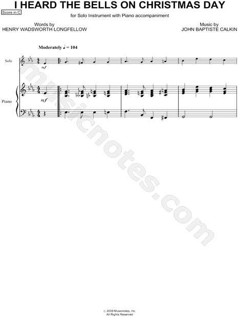 Collection: I Heard the Bells on Christmas Day - C Instrument &  Piano