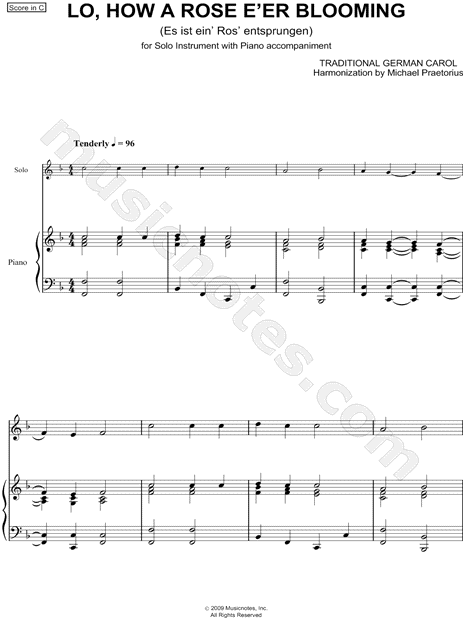 Collection: Lo, How a Rose E'er Blooming - Bass Clef Instrument &  Piano