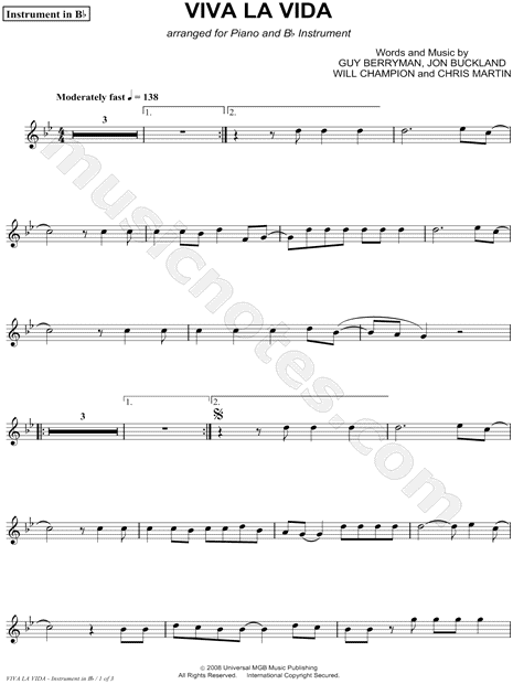 Collection: Viva la Vida - Bb Instrument and Piano