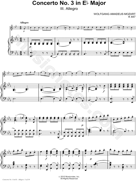 Collection: Horn Concerto No. 3 In Eb Major; III. Allegro - French Horn & Piano