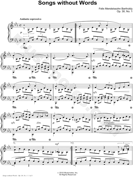 Collection: Songs without Words, Book 2, Opus 30