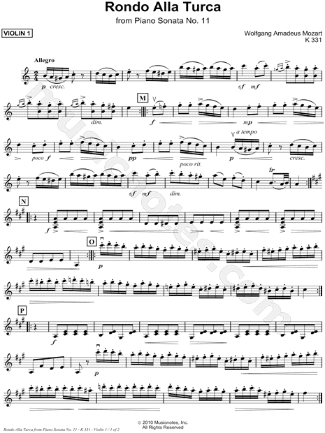 Collection: Rondo Alla Turca, from Piano Sonata No. 11, K 331 - Violin Duet