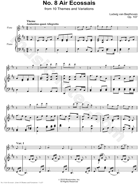 Collection: Op. 107, No. 8. Air Ecossais - Flute (C Instrument) & Piano