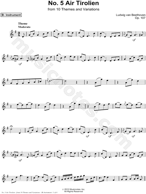Collection: Op. 107, No. 5. Air Tirolien - Bb Instrument & Piano
