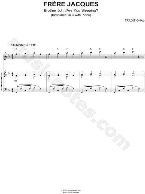 Collection: Frère Jacques - F Instrument & Piano