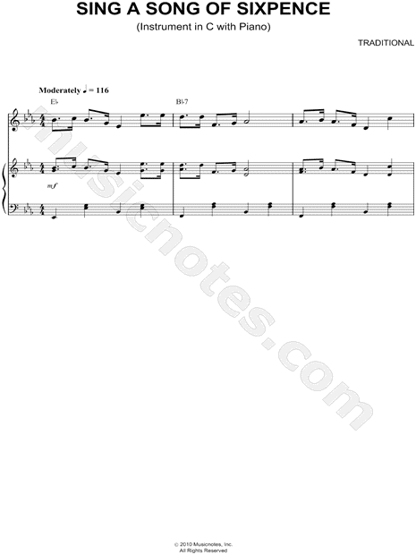 Collection: Sing a Song of Sixpence - Eb Instrument & Piano