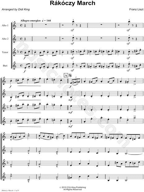 Collection: Rakoczy March - Saxophone Quartet