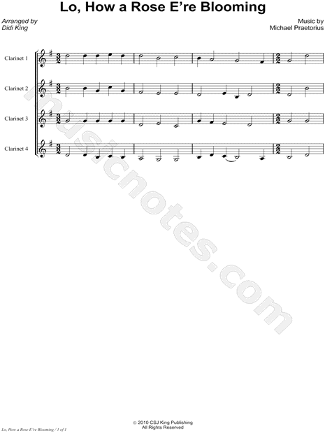 Collection: Lo, How a Rose E'er Blooming - Clarinet Quartet