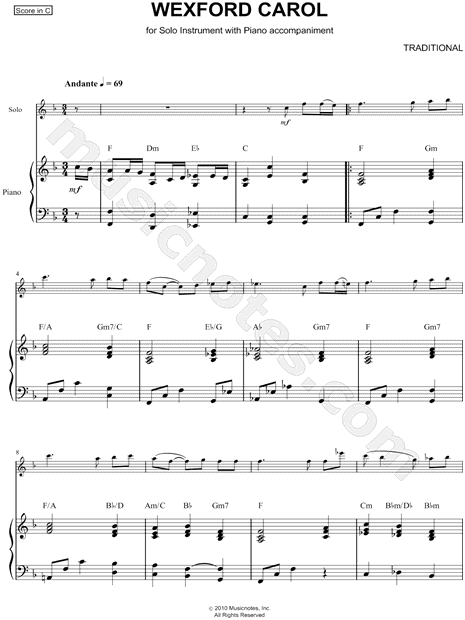 Collection: Wexford Carol - F Instrument & Piano