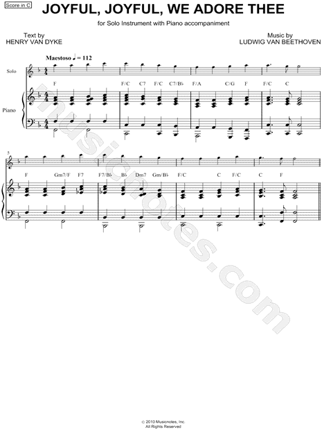 Collection: Joyful, Joyful, We Adore Thee - Eb Instrument & Piano