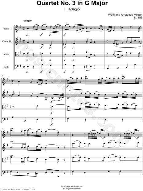 Collection: String Quartet No. 3 In G Major, K. 156: II. Adagio