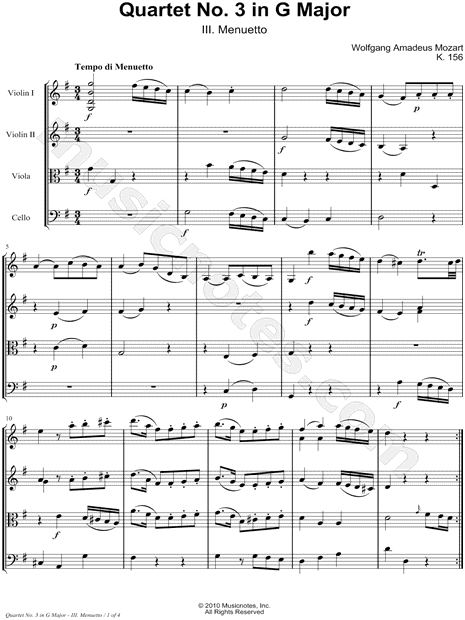Collection: String Quartet No. 3 In G Major, K. 156: III. Menuetto
