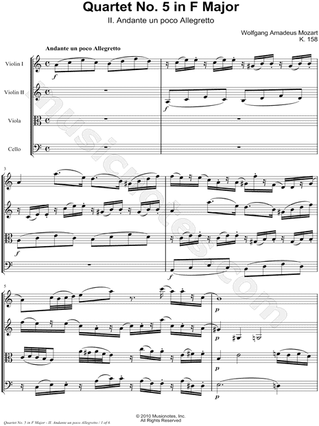 Collection: String Quartet No. 5 In F Major, K. 158: II. Andante Un Poco Allegretto