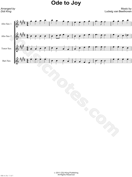 Collection: Ode To Joy - Saxophone Quartet