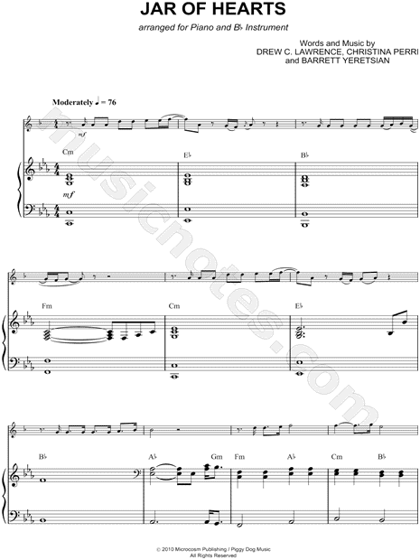 Collection: Jar of Hearts - Bb Instrument & Piano