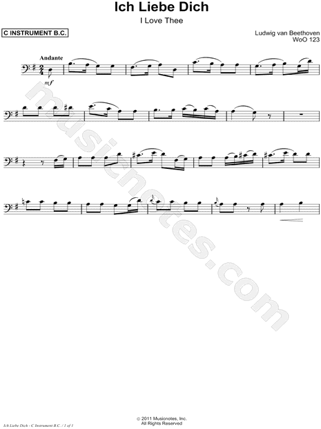 Collection: Ich Liebe Dich - Bass Clef Instrument & Piano