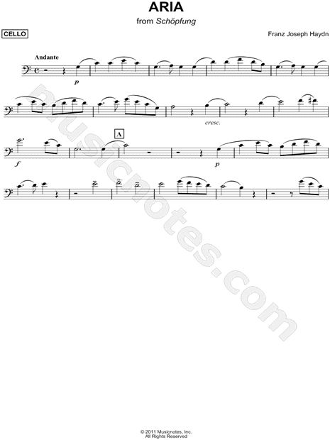 Collection: Aria, from Schöpfung - Cello & Piano