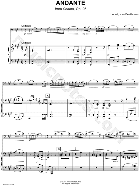 Collection: Andante from Sonata, Op. 26 - F Instrument & Piano