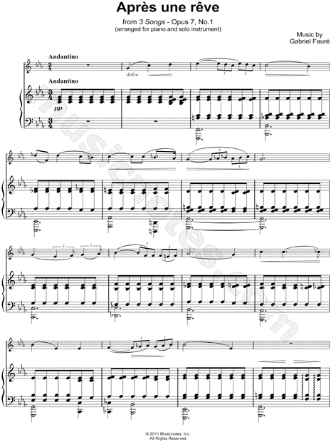 Collection: Après un rêve - Bass Clef Instrument & Piano